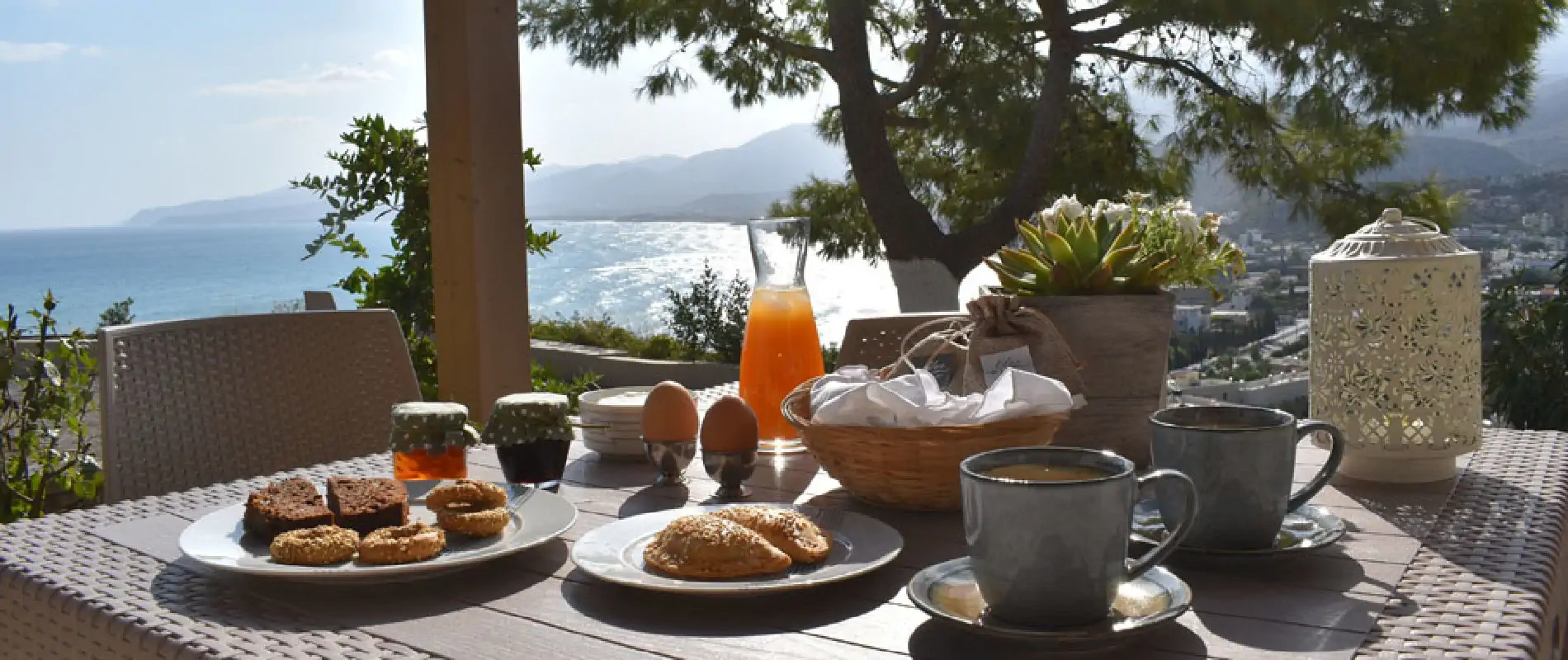 Breakfast overlooking Stalis Bay